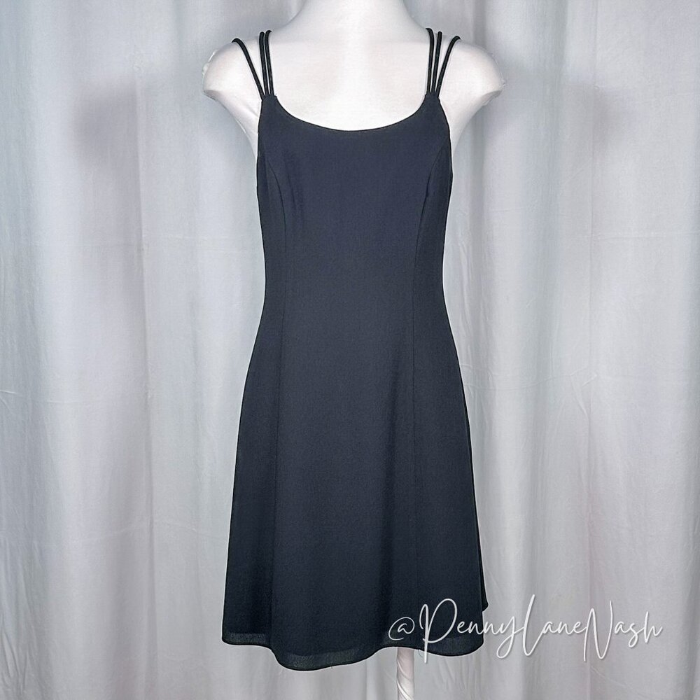 Vintage 90s Moda Strappy Mini Dress Black Size 2